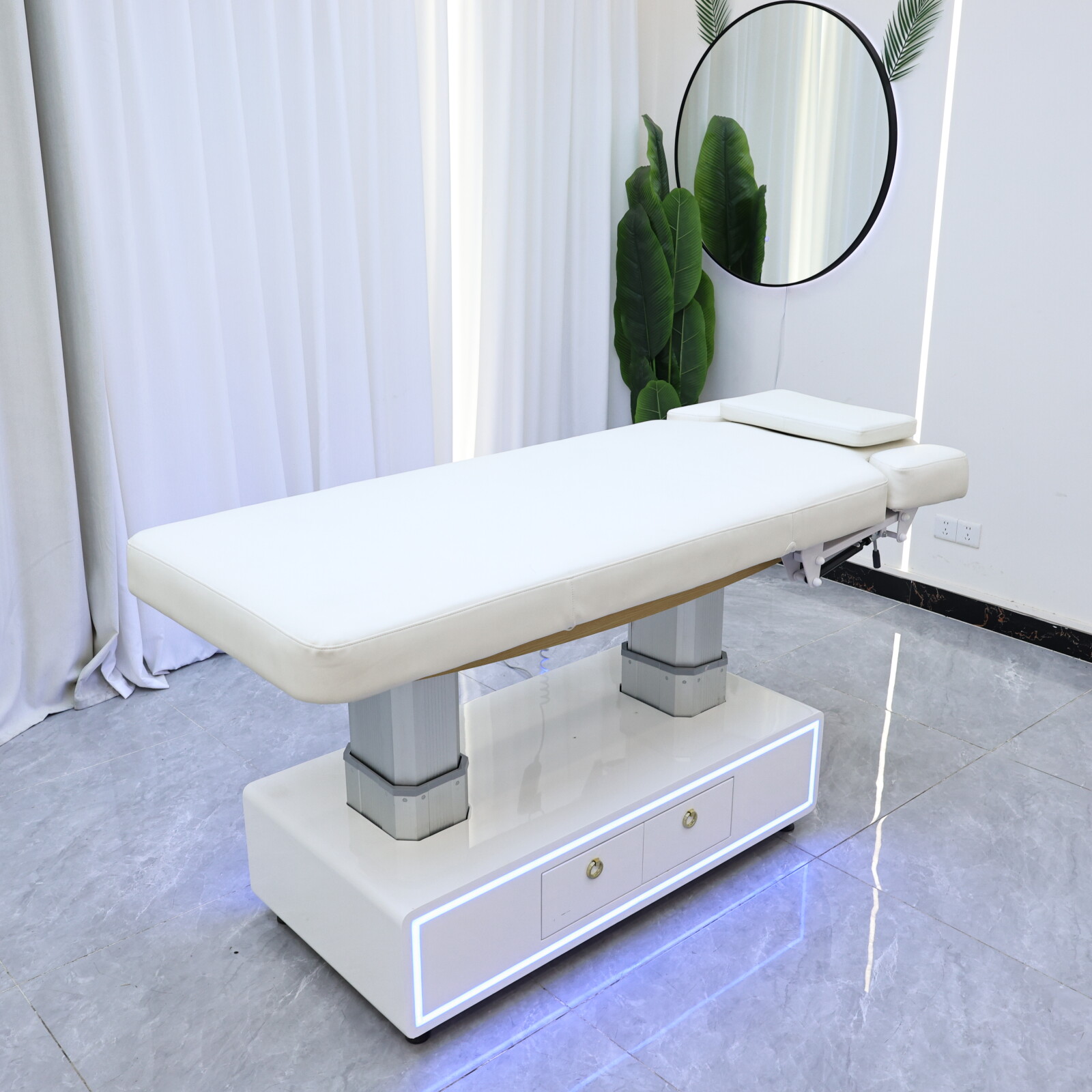 Massage Table Accessories Uk - Elektrisch verstelbare behandeltafel, witte schoonheidsbehandelingstafel, gezichtsbehandelingstafel,